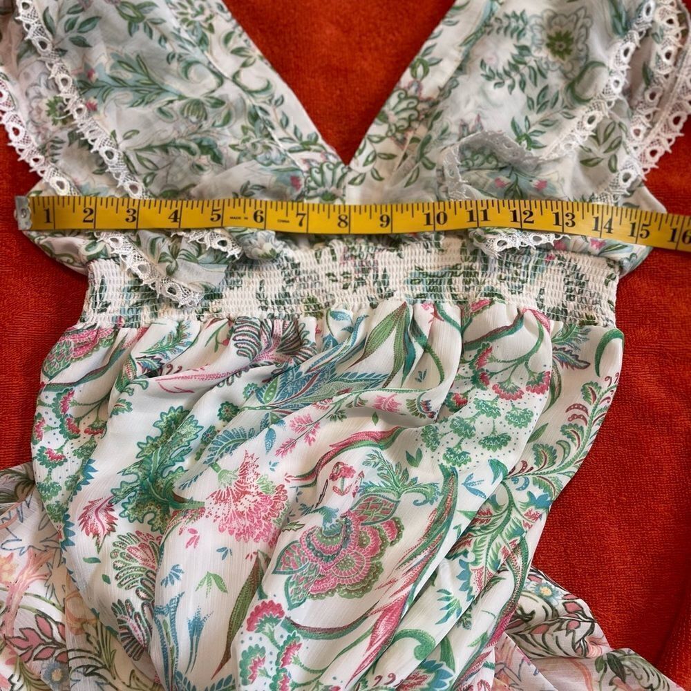 House Of Harlow 1960 Floral Tiered Ruffle Sleeves Maxi Dress.Size S - Picture 16 of 17